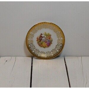 French Limoges Mini Plate: Victorian Couple, Collectable Plate